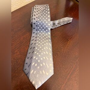 Vintage Pierre Cardin Silk Necktie Iridescent Gray White Pattern Made In Korea